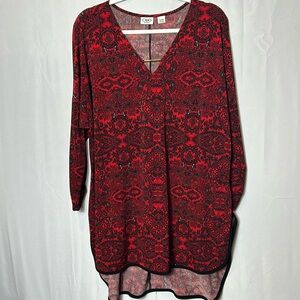 Cato Paisley Red Tunic or Midi Dress Size 14/16 Excellent Condition